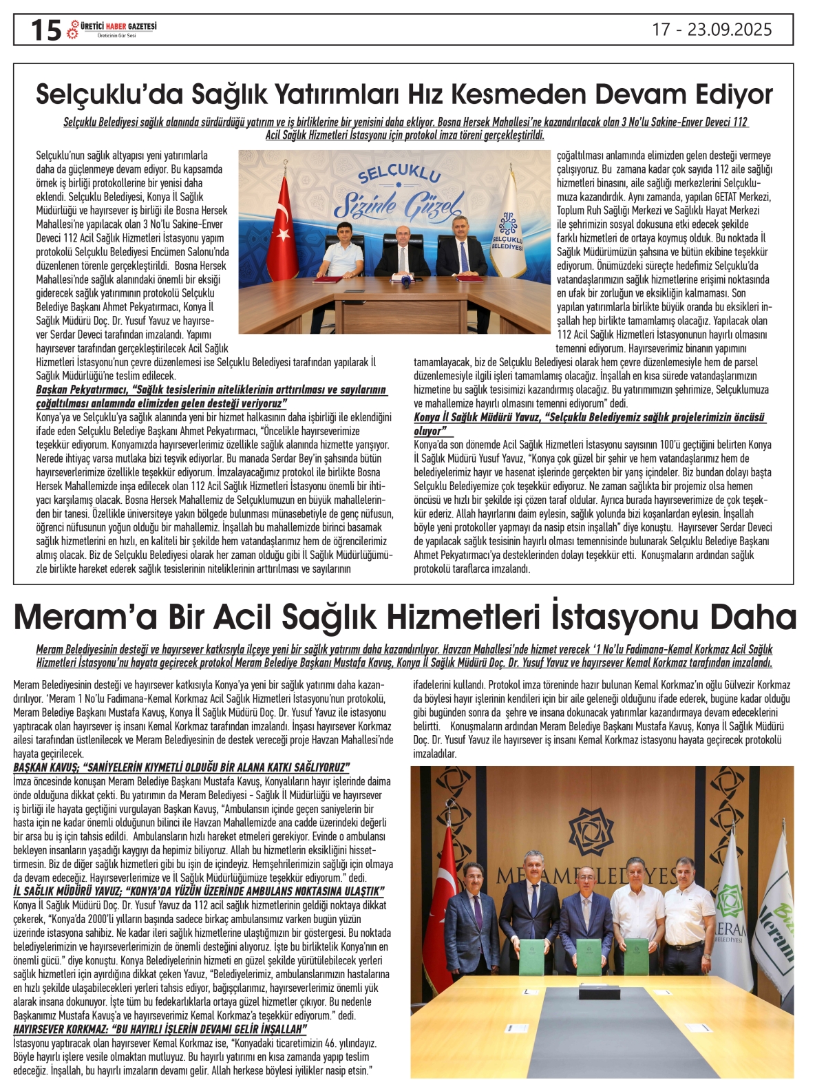 ÜRETİCİ  HABER  GAZETESİ   17.09.2025