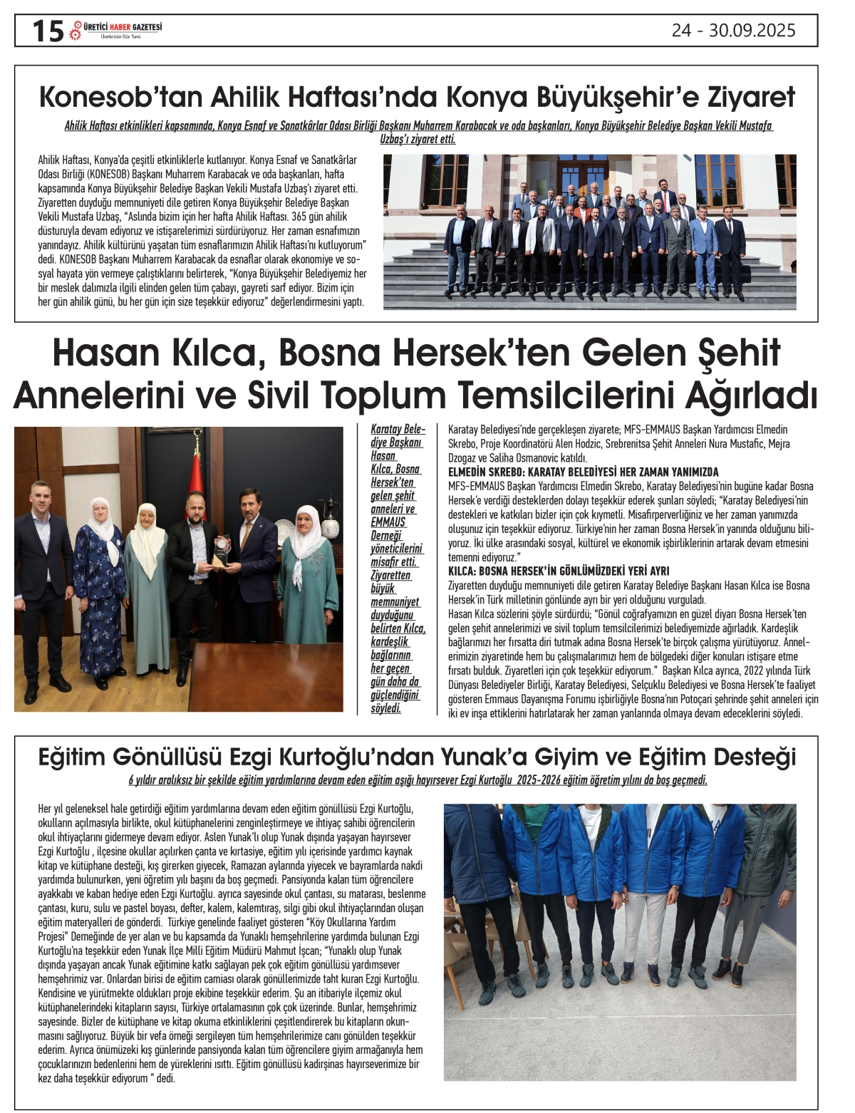 ÜRETİCİ  HABER GAZETESİ  24.09.2025