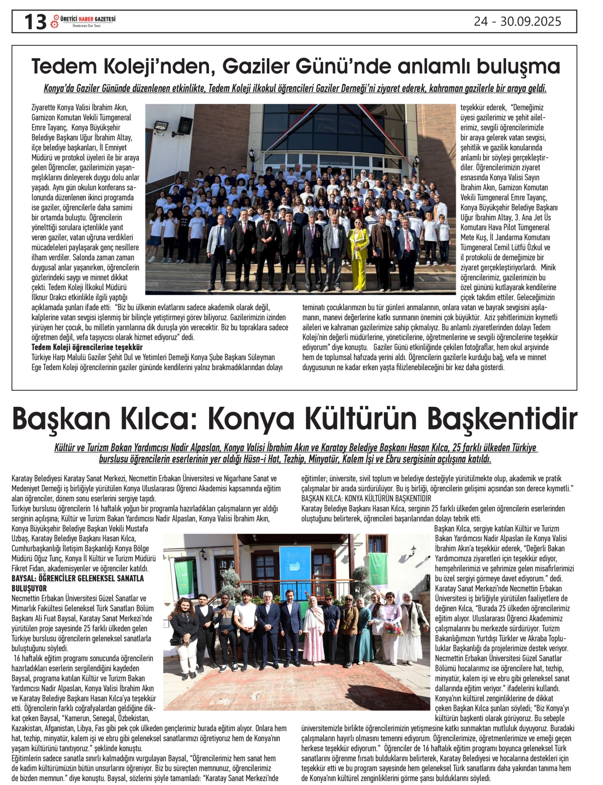ÜRETİCİ  HABER GAZETESİ  24.09.2025