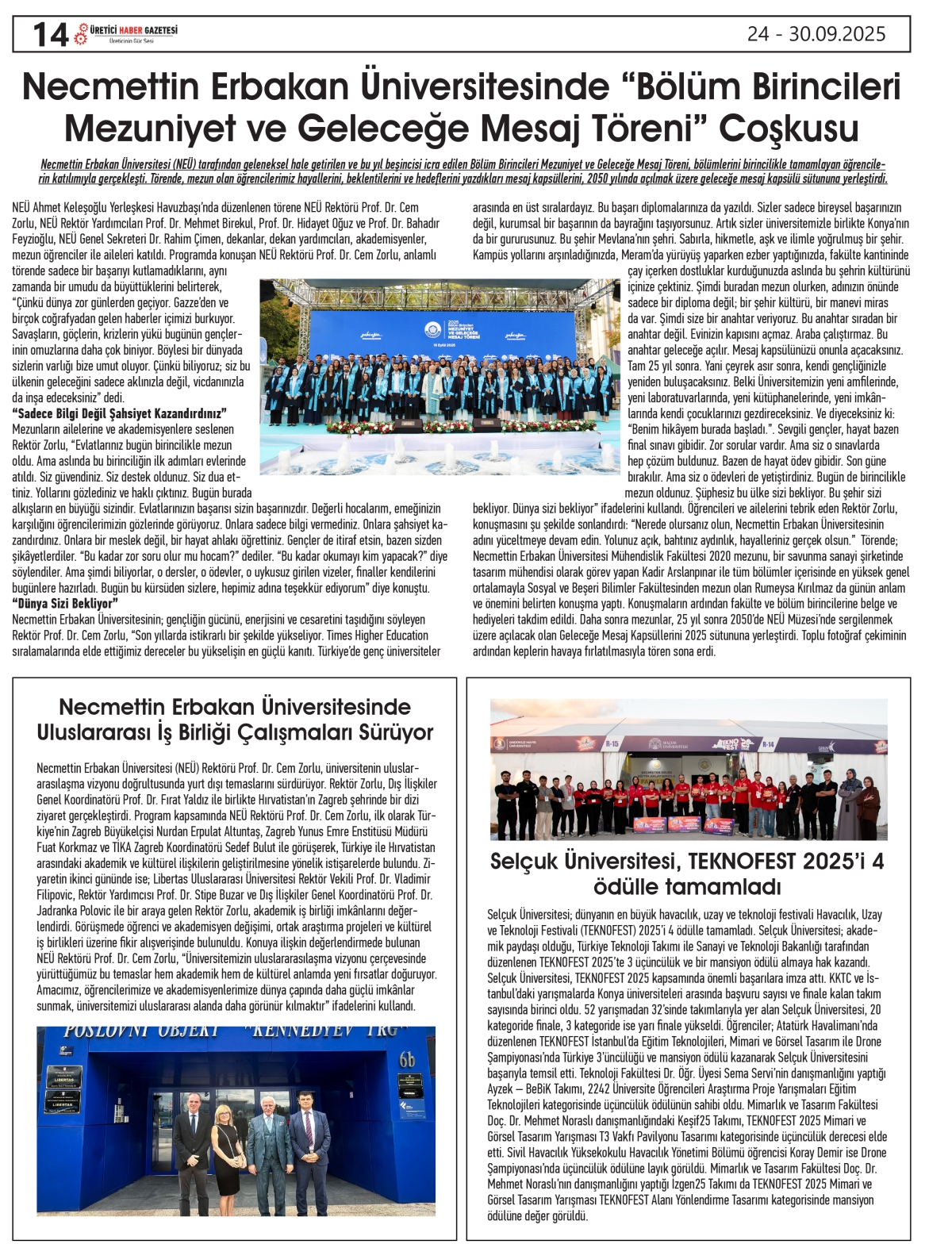 ÜRETİCİ  HABER GAZETESİ  24.09.2025