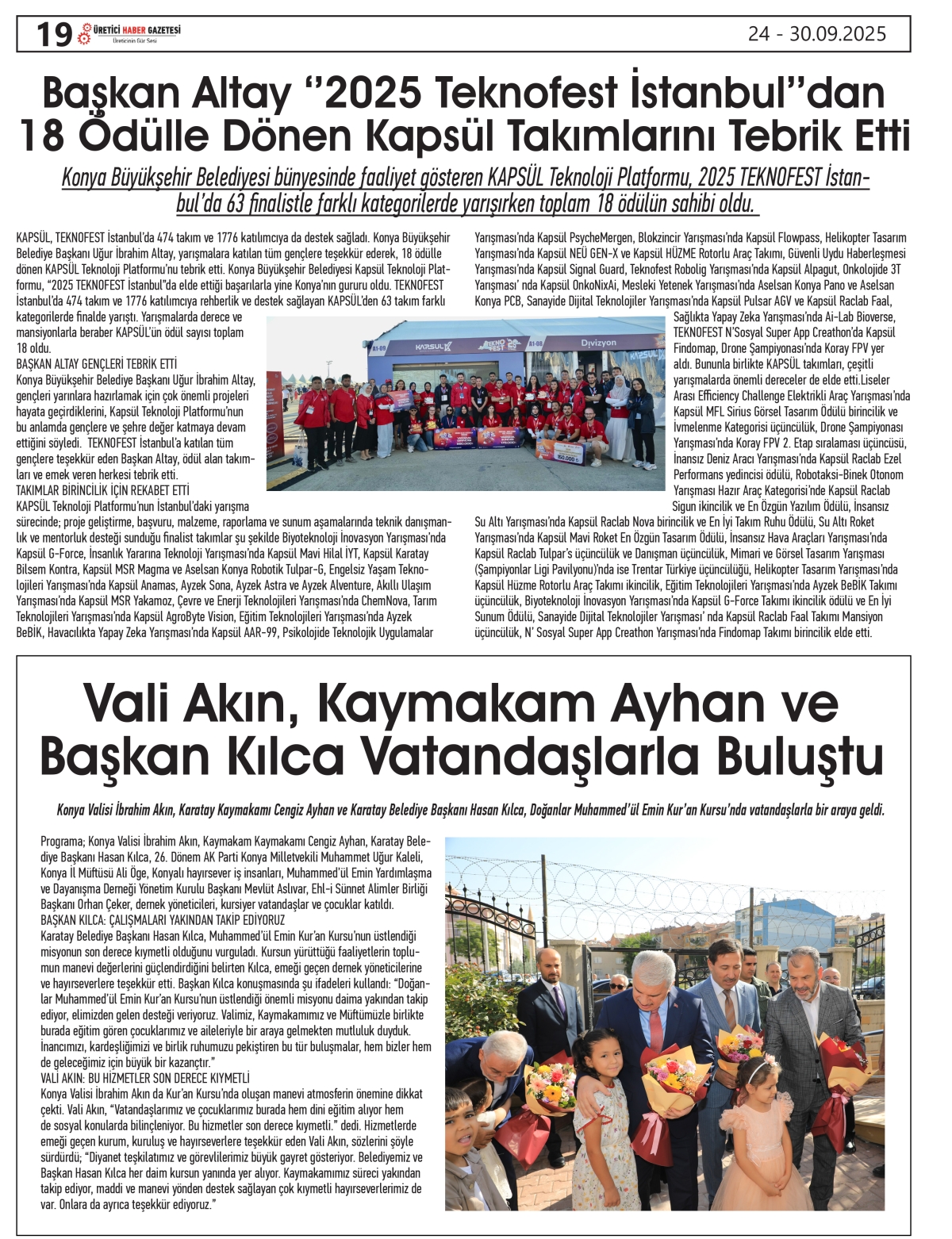ÜRETİCİ  HABER GAZETESİ  24.09.2025