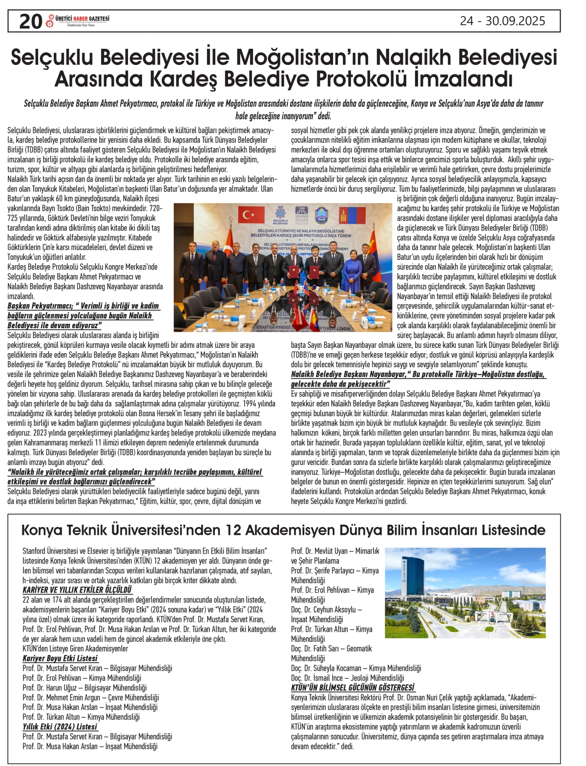 ÜRETİCİ  HABER GAZETESİ  24.09.2025