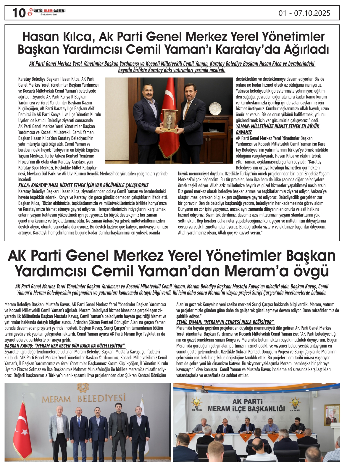 ÜRETİCİ HABER GAZETESİ  01.10.2025
