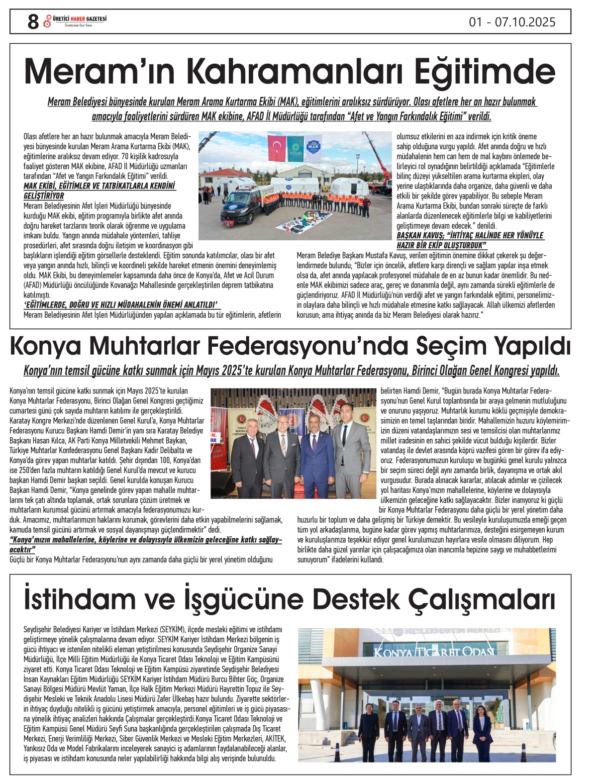ÜRETİCİ HABER GAZETESİ  01.10.2025