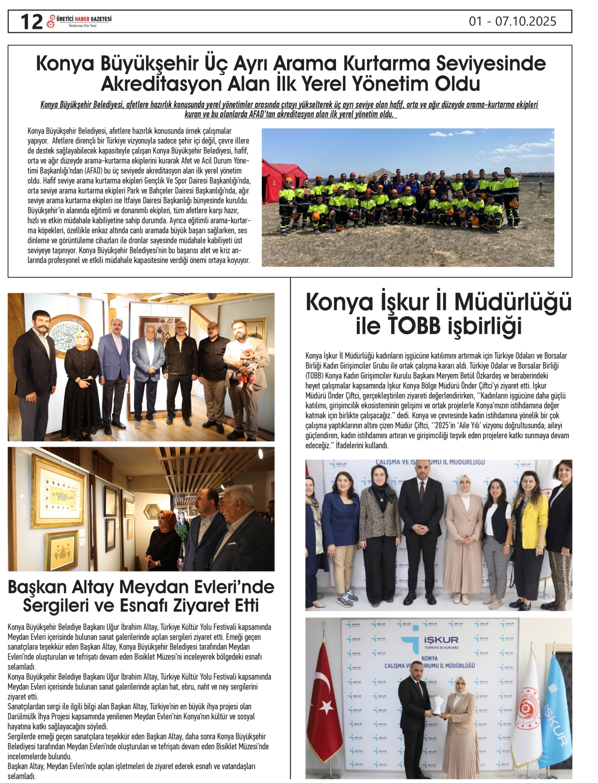 ÜRETİCİ HABER GAZETESİ  01.10.2025