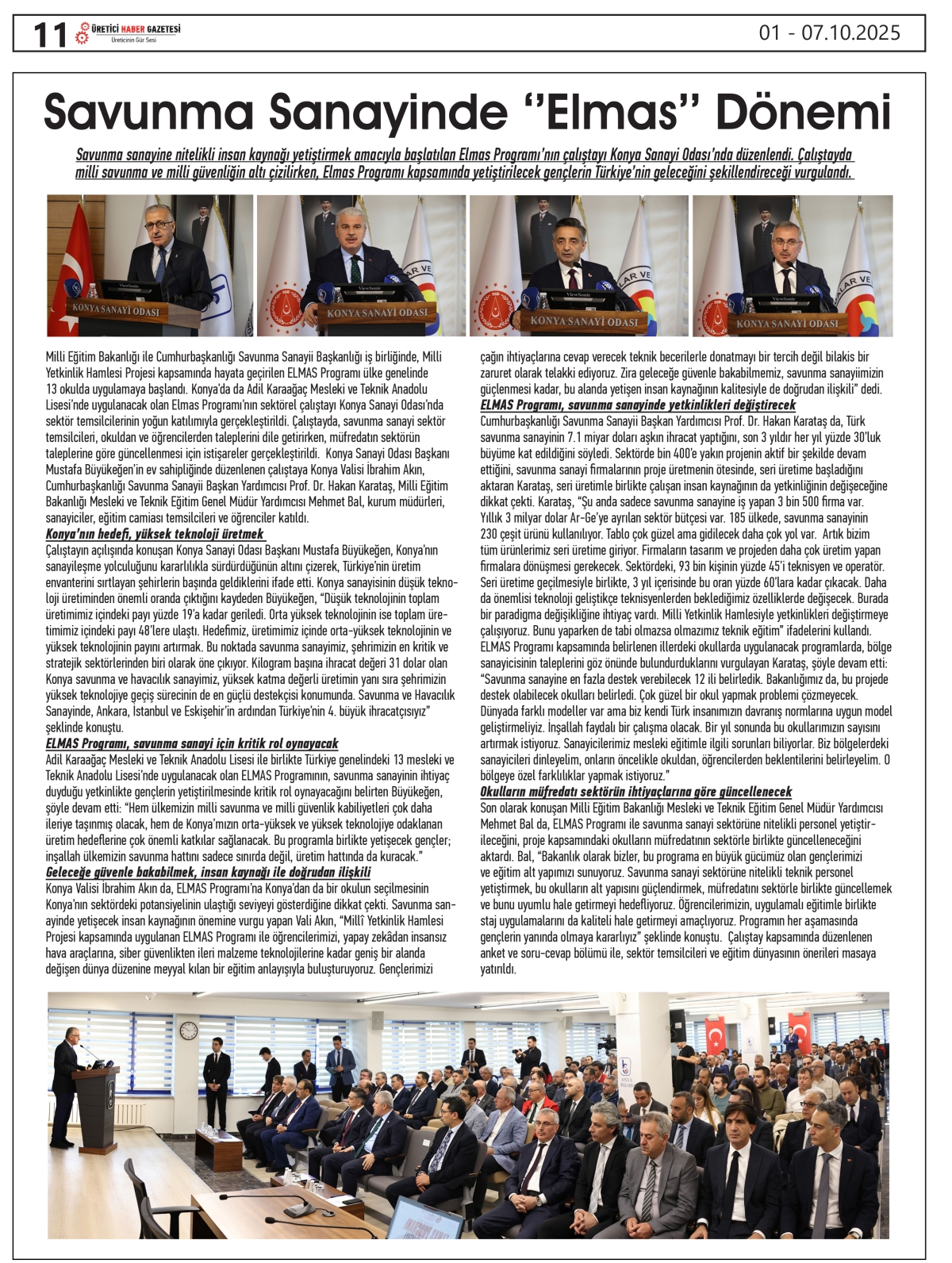 ÜRETİCİ HABER GAZETESİ  01.10.2025