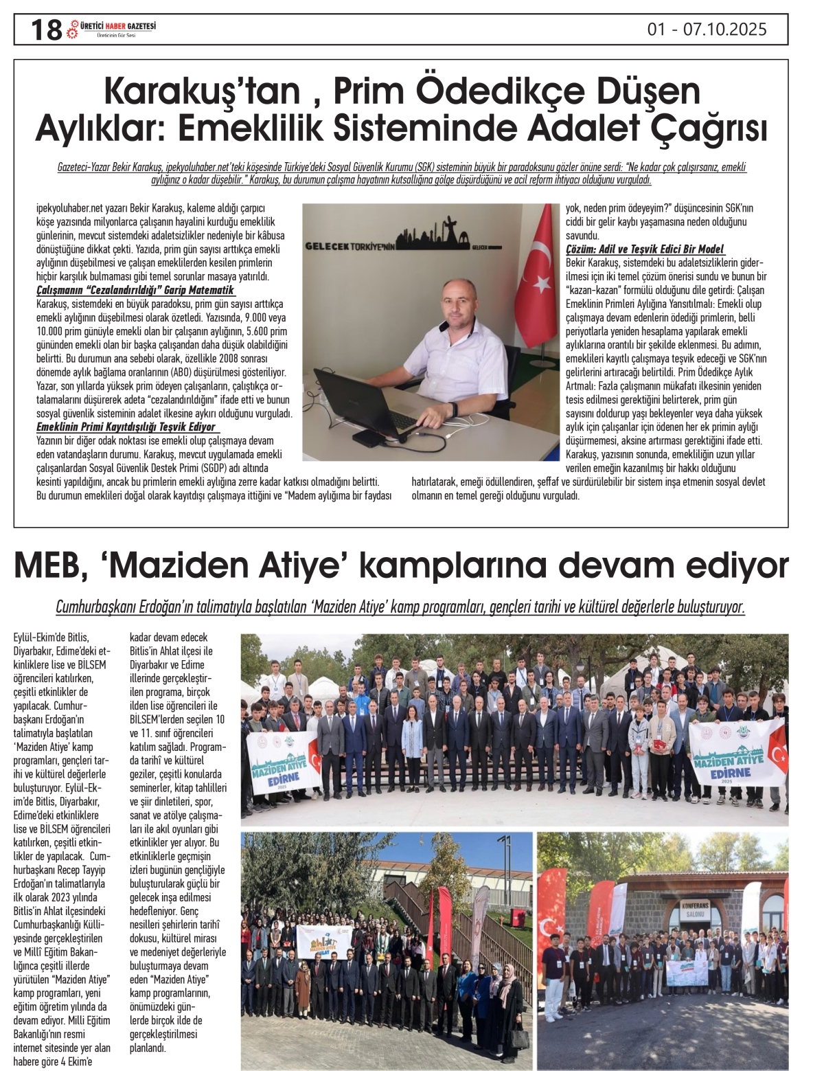ÜRETİCİ HABER GAZETESİ  01.10.2025