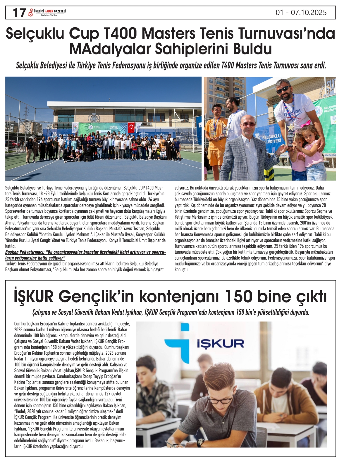 ÜRETİCİ HABER GAZETESİ  01.10.2025