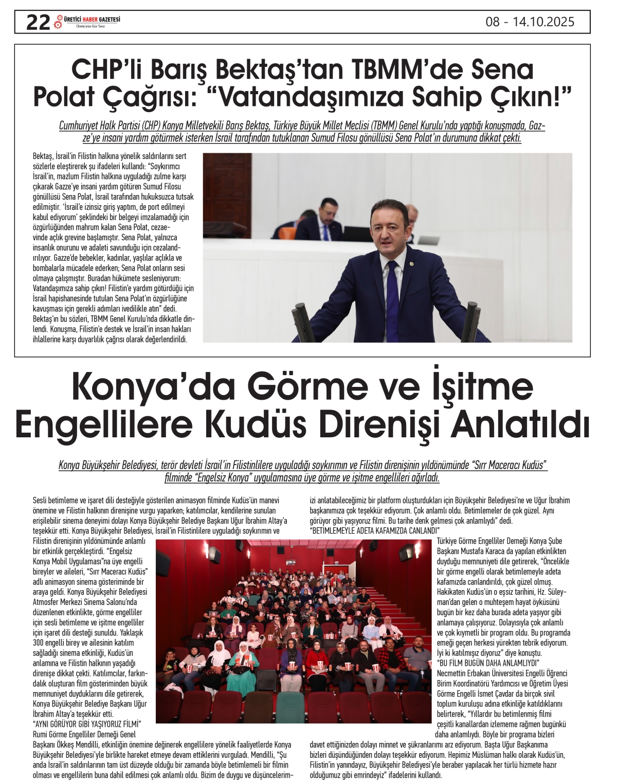 ÜRETİCİ  HABER  GAZTESİ  08.10.2025