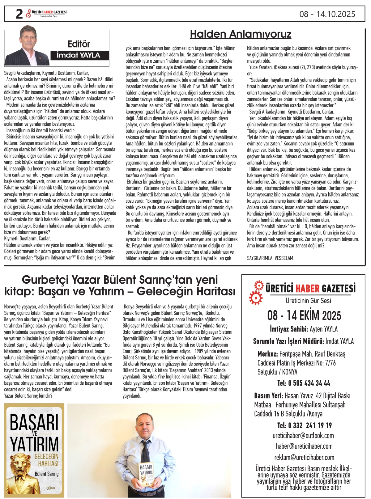 ÜRETİCİ  HABER  GAZTESİ  08.10.2025