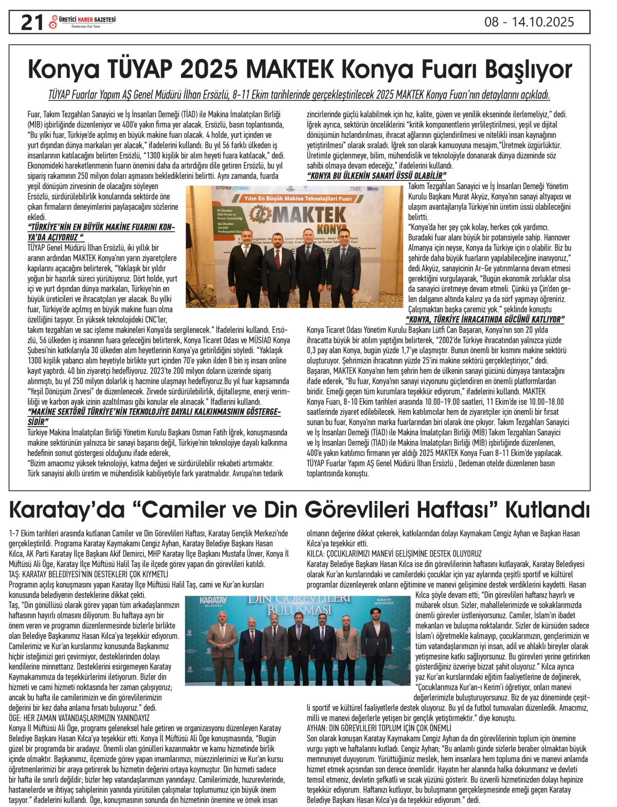 ÜRETİCİ  HABER  GAZTESİ  08.10.2025