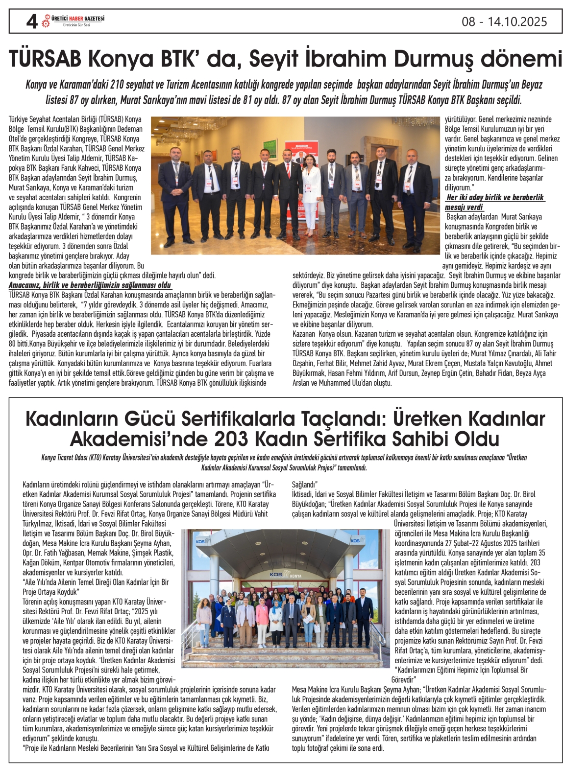 ÜRETİCİ  HABER  GAZTESİ  08.10.2025