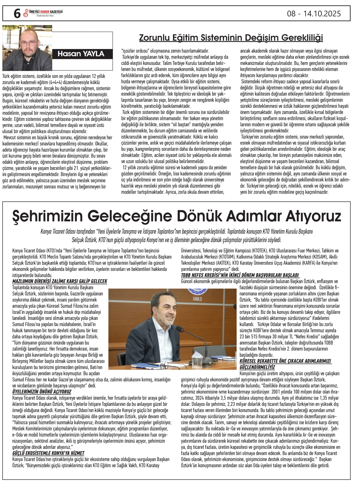 ÜRETİCİ  HABER  GAZTESİ  08.10.2025