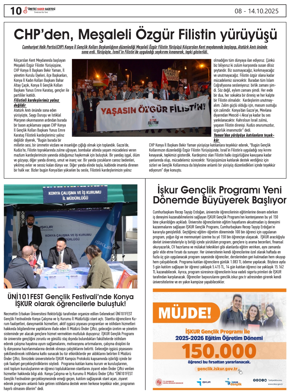 ÜRETİCİ  HABER  GAZTESİ  08.10.2025