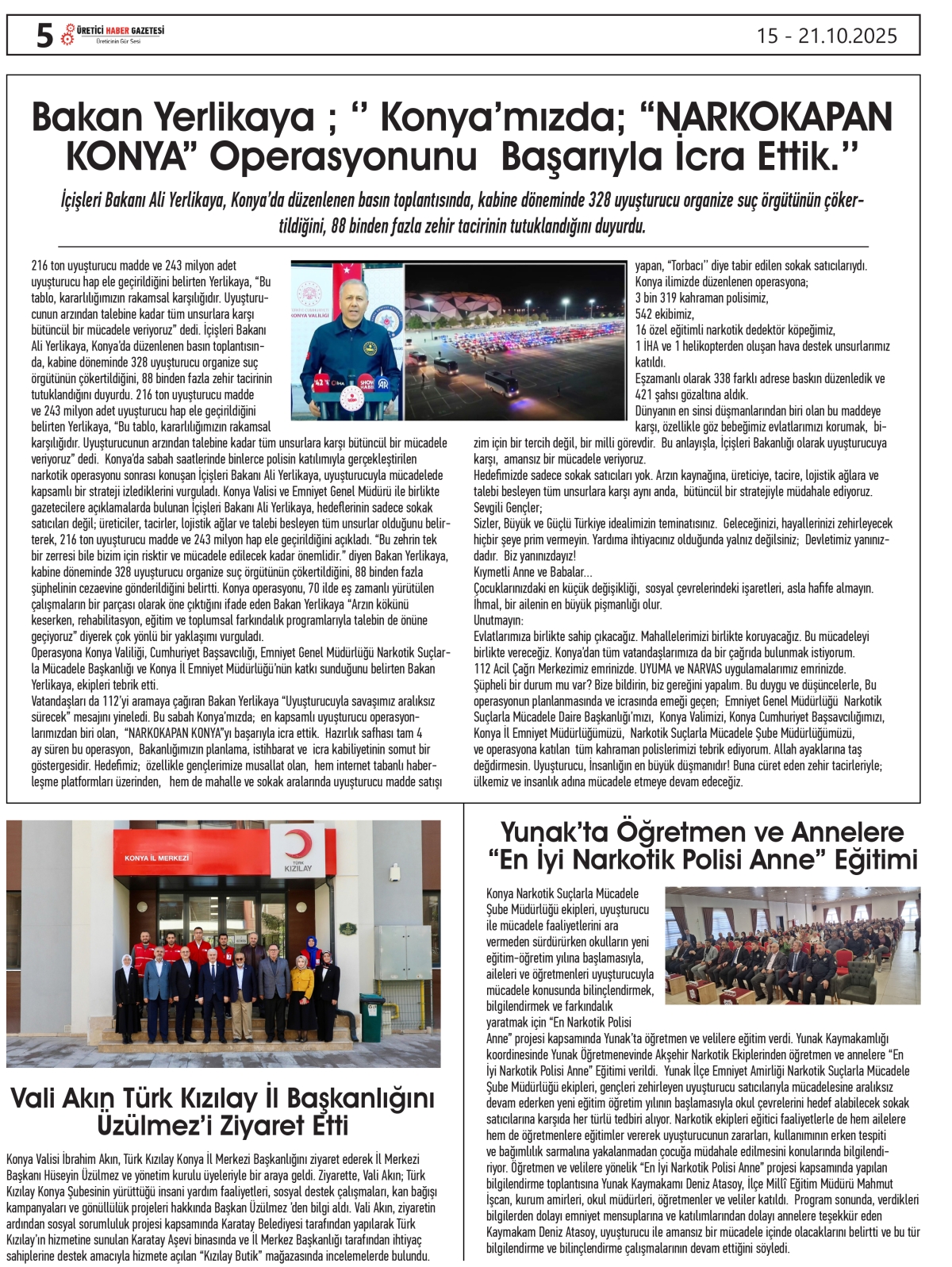 ÜRETİCİ HABER  GAZETESİ  15.10.2025