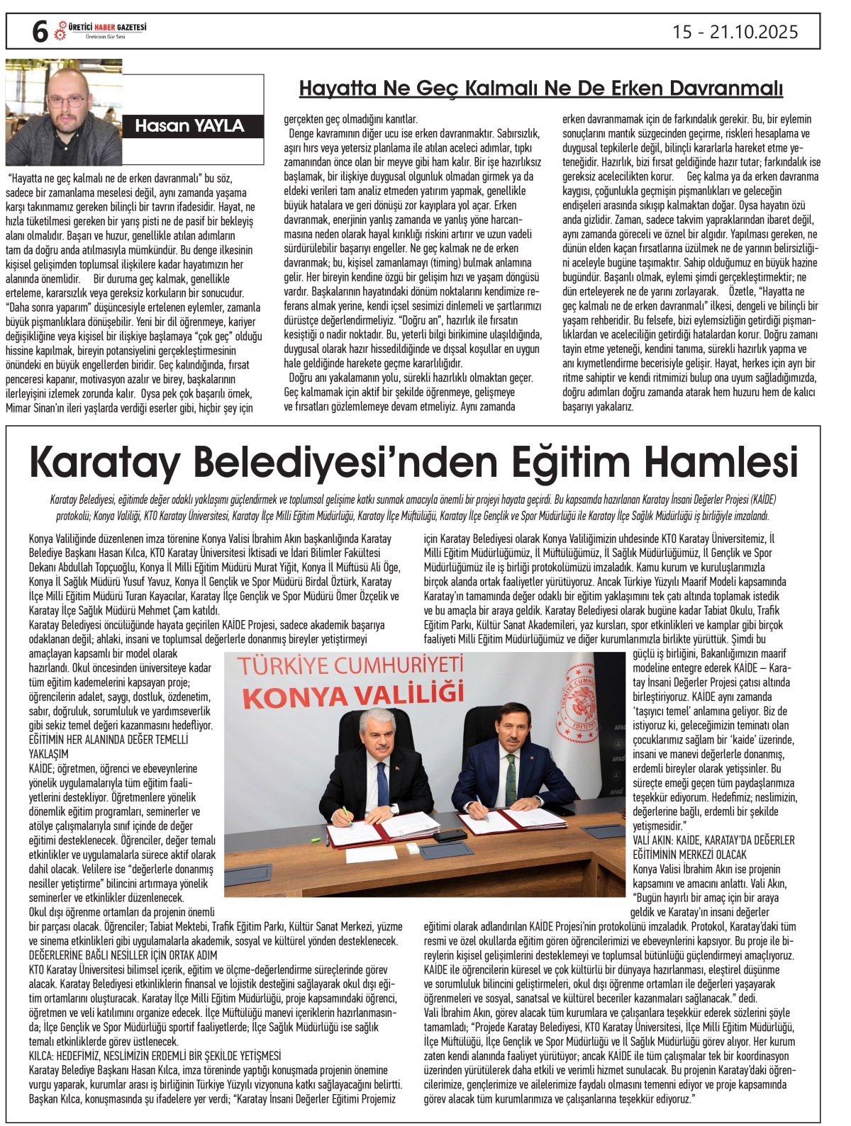 ÜRETİCİ HABER  GAZETESİ  15.10.2025