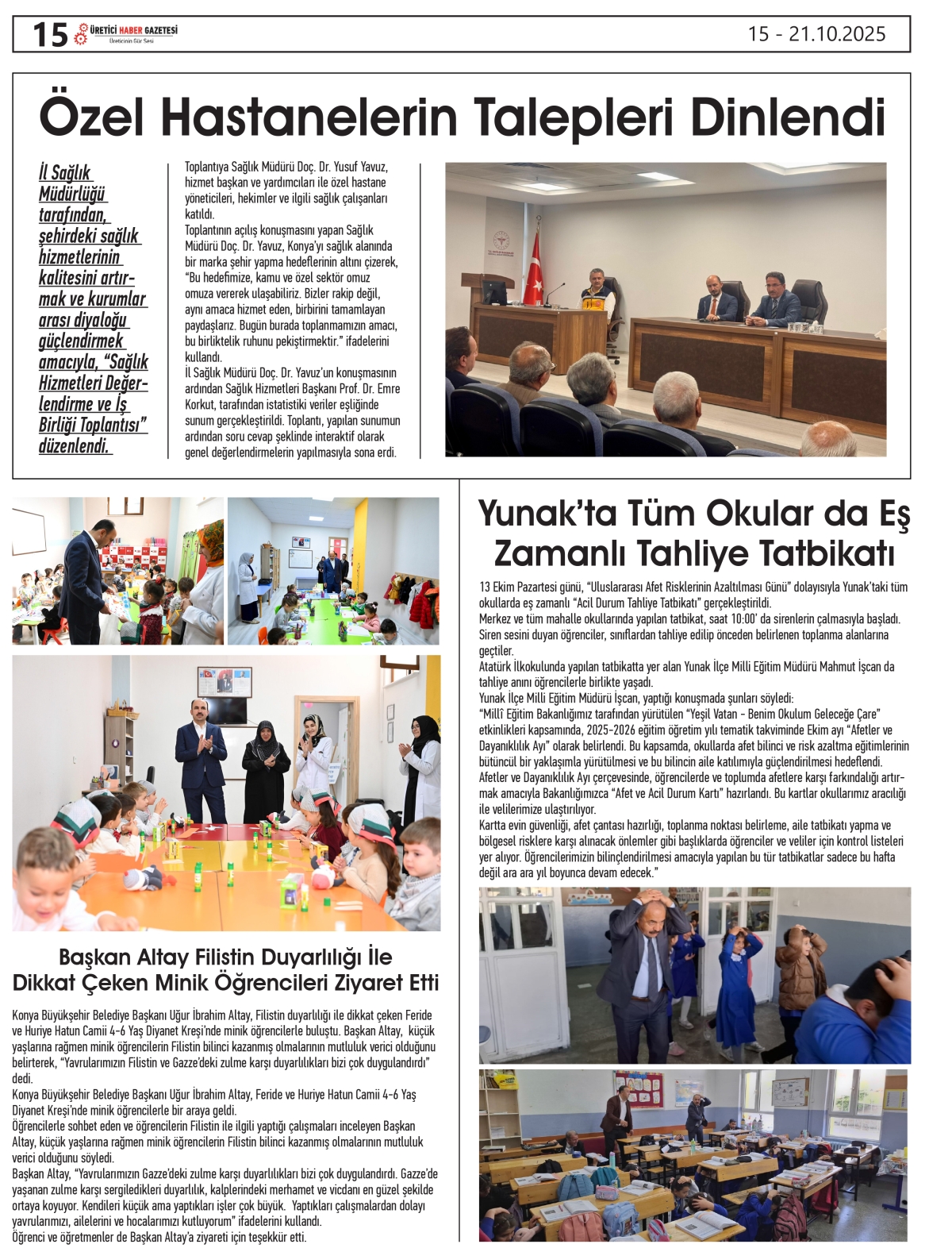 ÜRETİCİ HABER  GAZETESİ  15.10.2025
