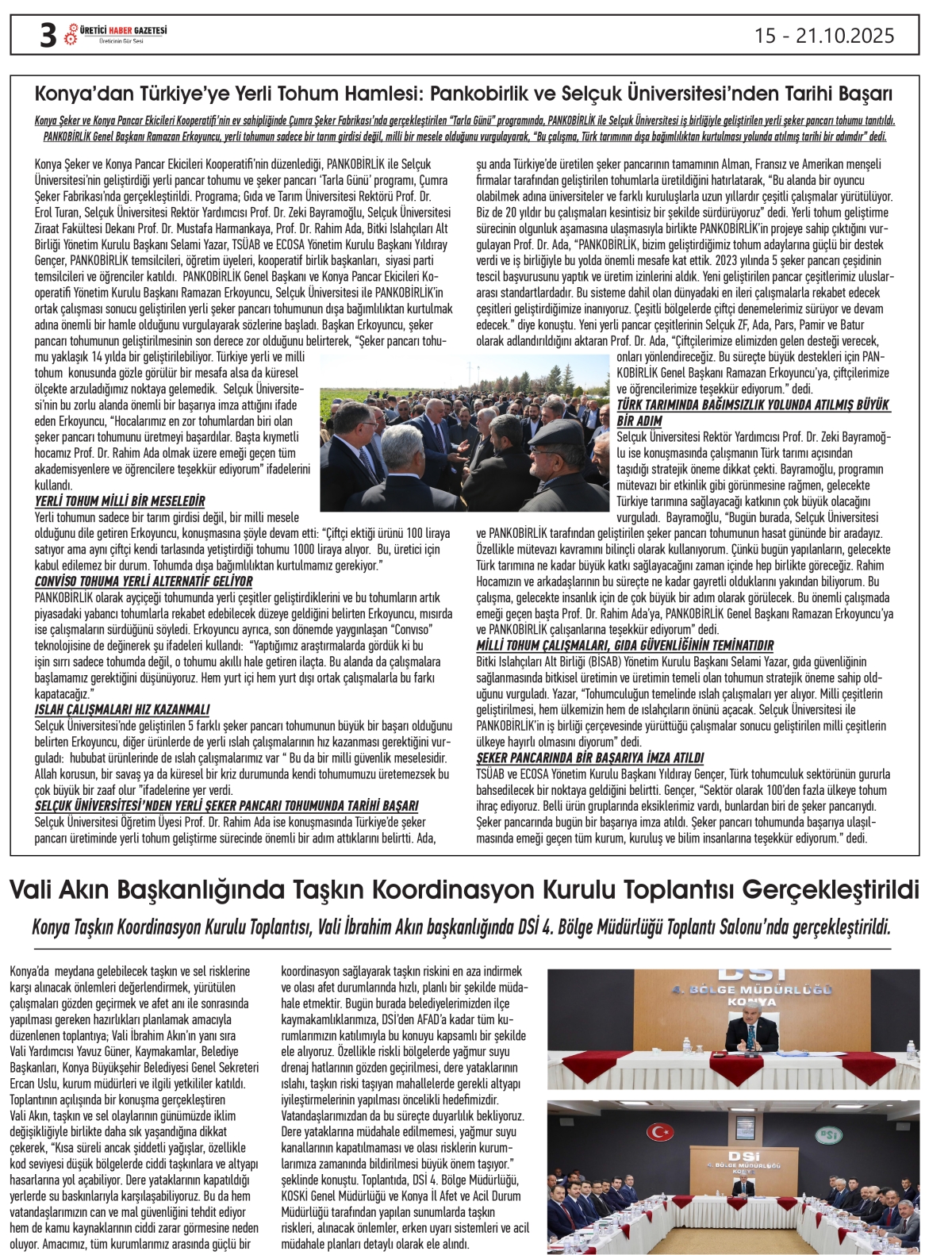ÜRETİCİ HABER  GAZETESİ  15.10.2025