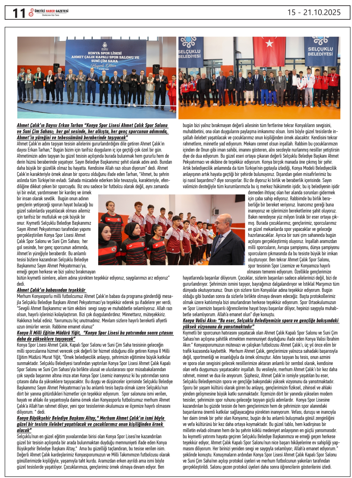 ÜRETİCİ HABER  GAZETESİ  15.10.2025