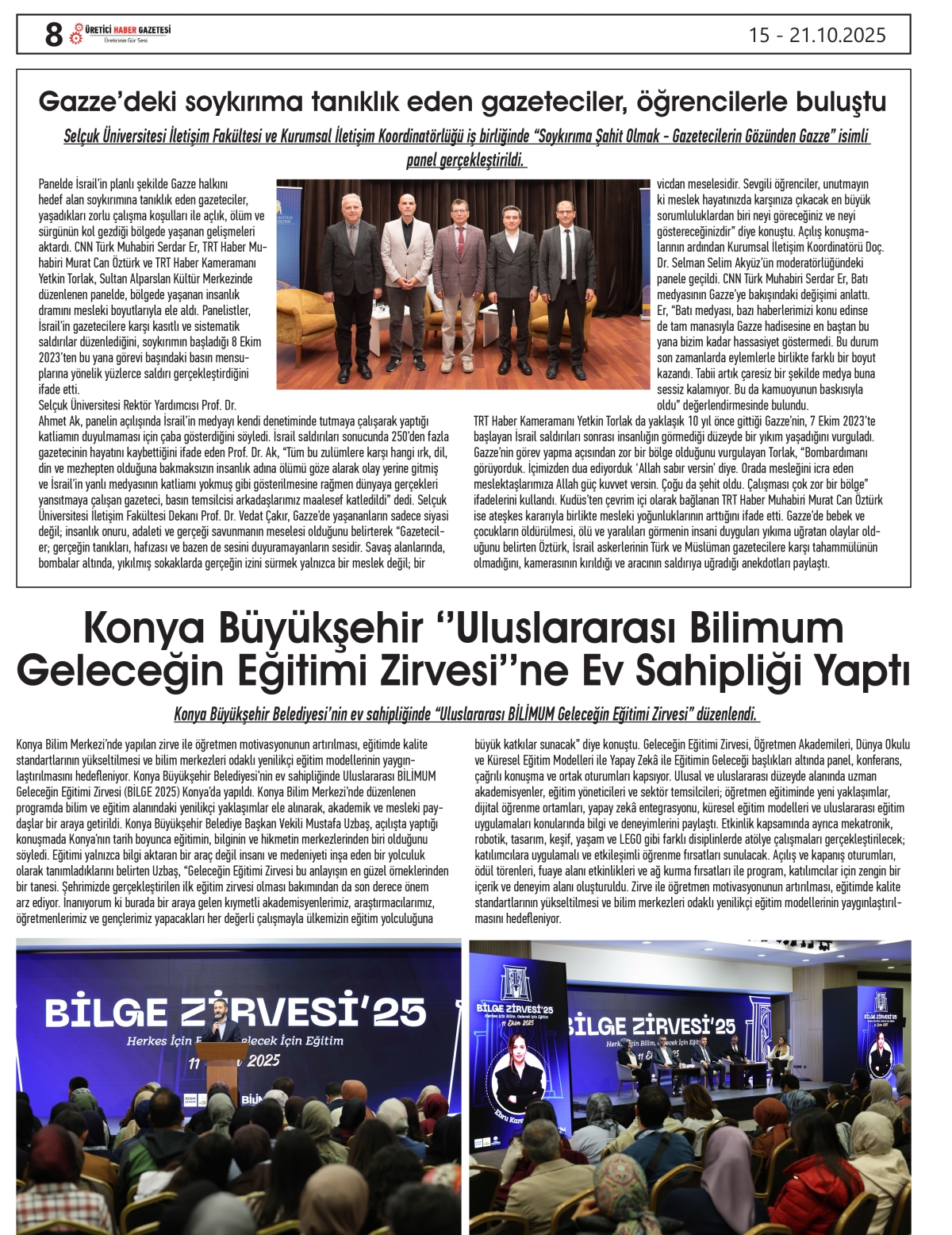 ÜRETİCİ HABER  GAZETESİ  15.10.2025