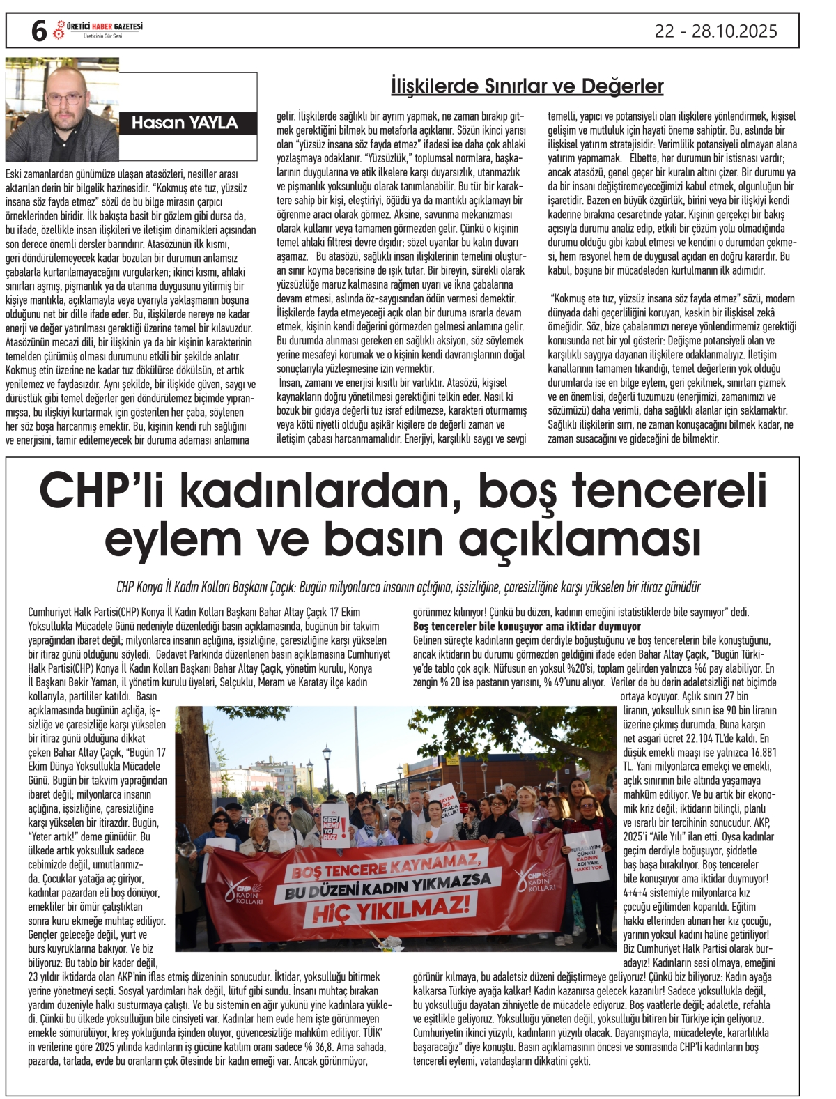 ÜRETİCİ HABER  GAZETESİ   22.10.2025
