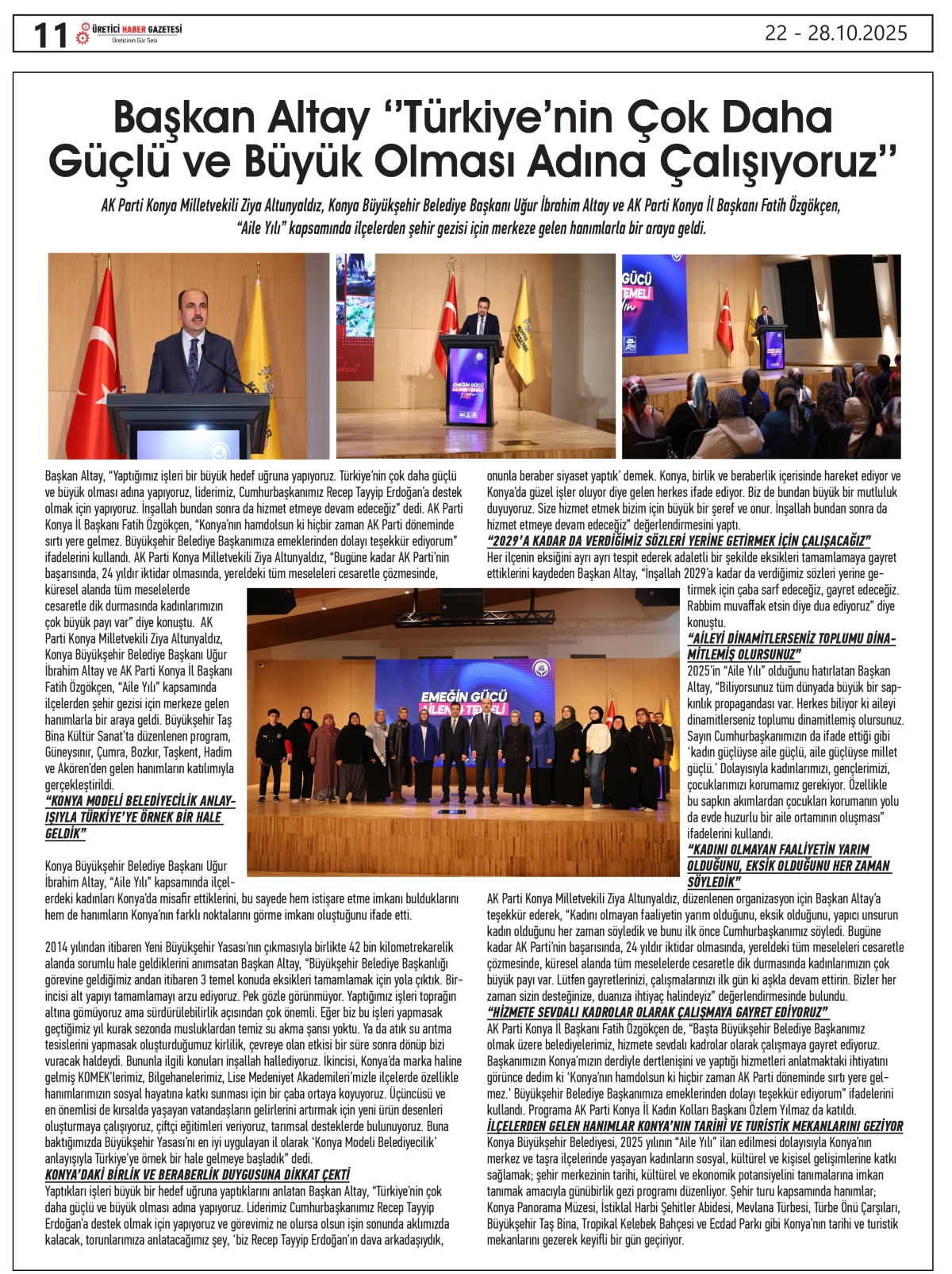 ÜRETİCİ HABER  GAZETESİ   22.10.2025