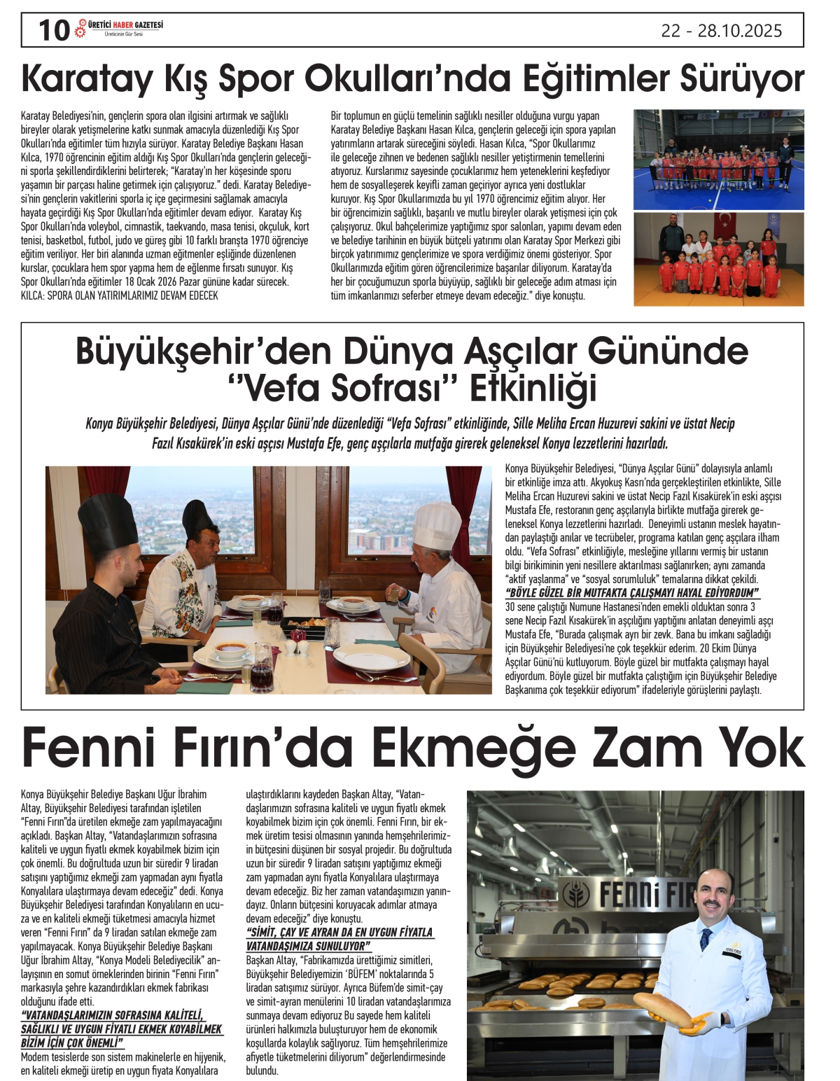 ÜRETİCİ HABER  GAZETESİ   22.10.2025