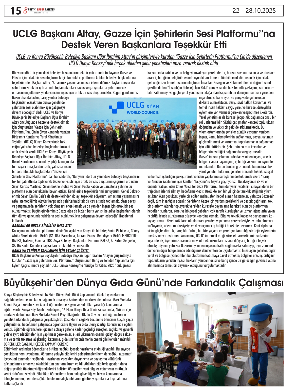 ÜRETİCİ HABER  GAZETESİ   22.10.2025