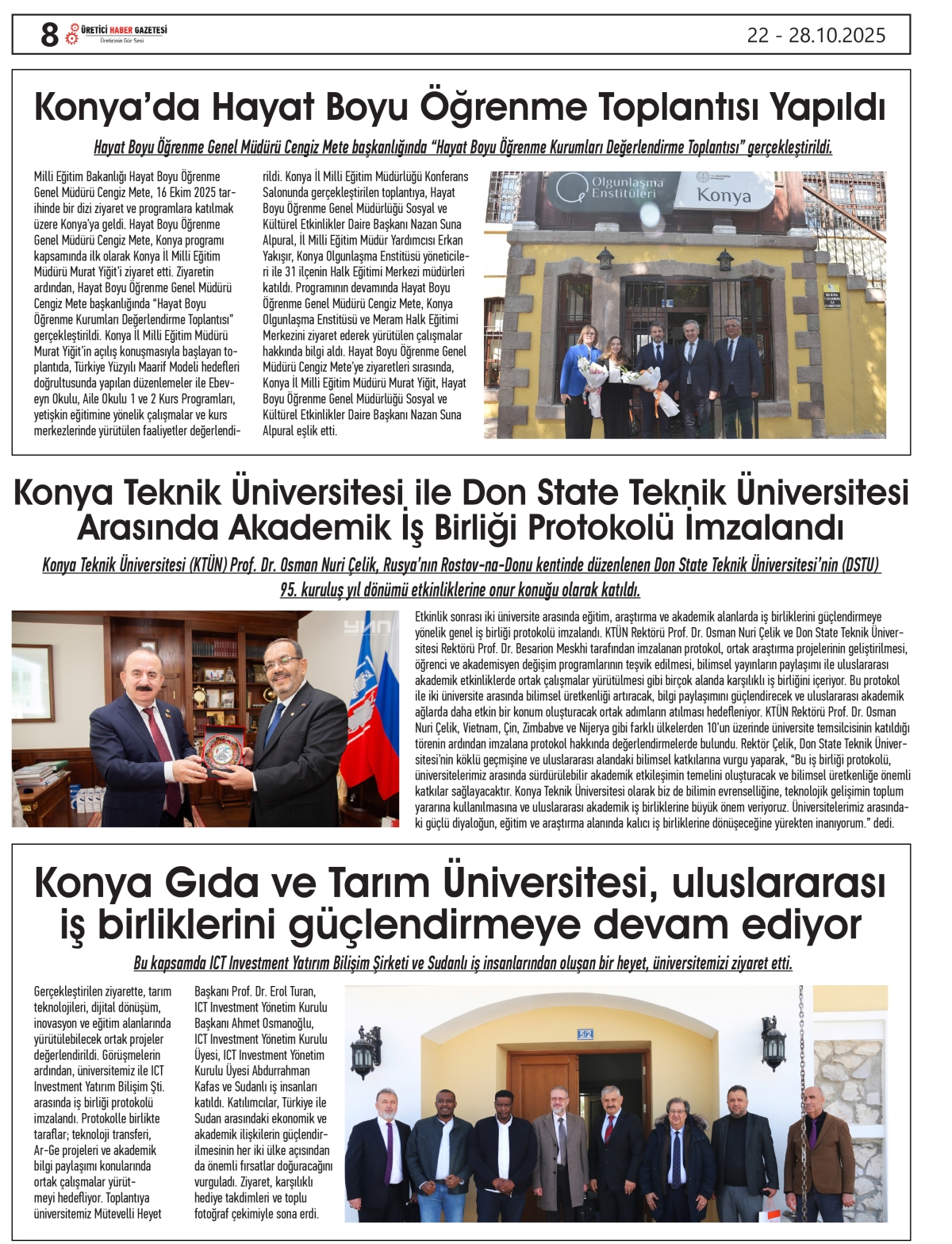 ÜRETİCİ HABER  GAZETESİ   22.10.2025