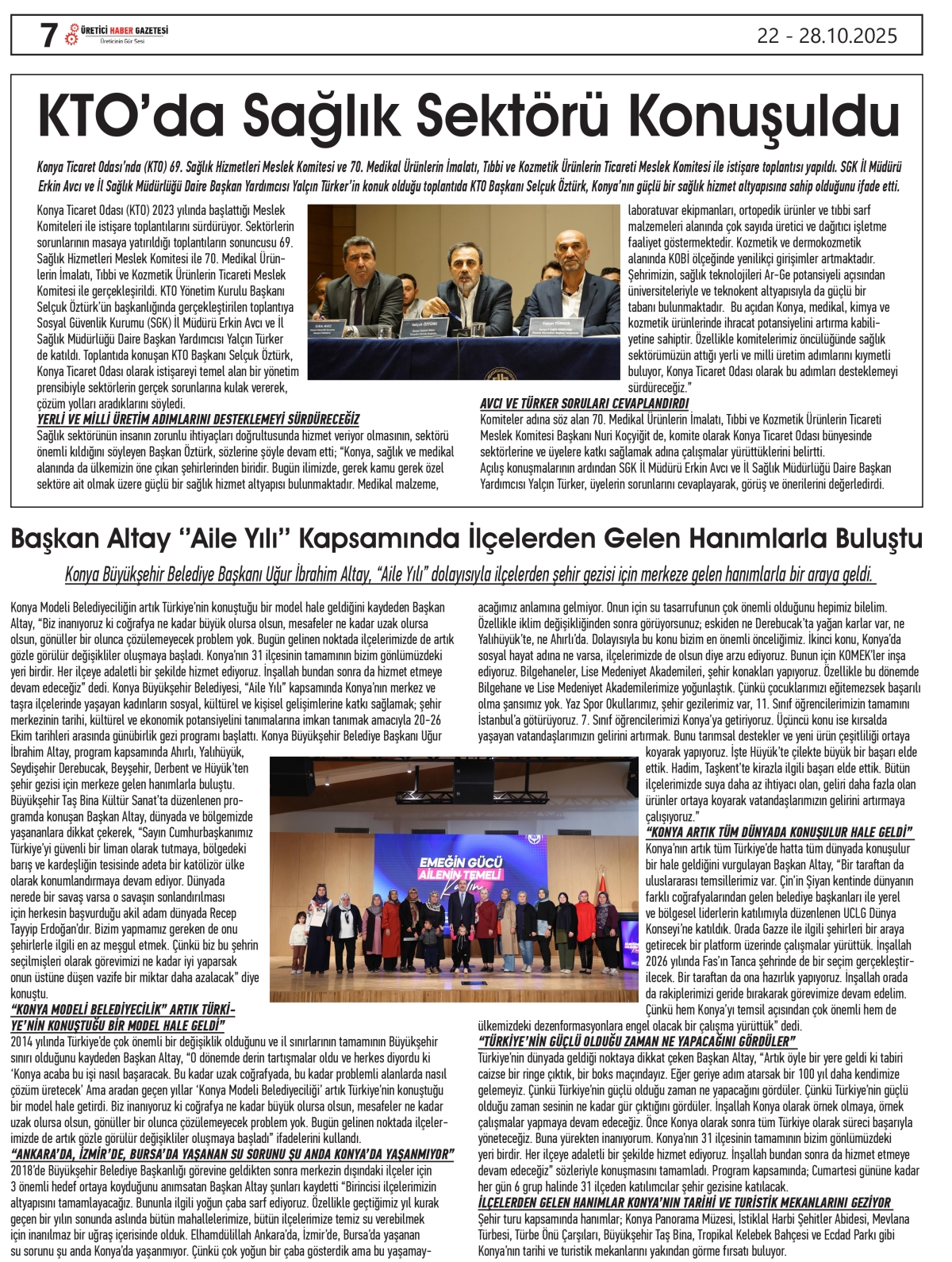 ÜRETİCİ HABER  GAZETESİ   22.10.2025