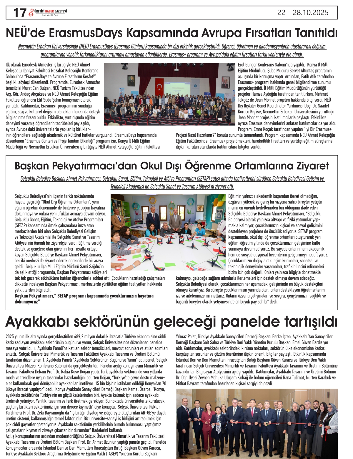 ÜRETİCİ HABER  GAZETESİ   22.10.2025