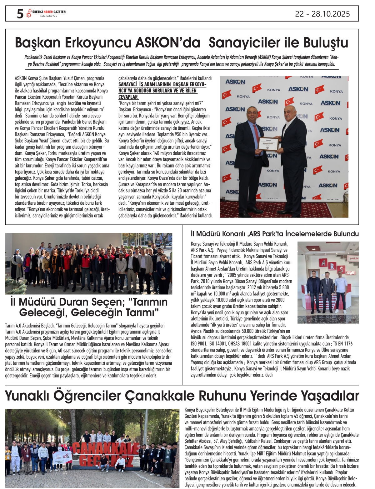 ÜRETİCİ HABER  GAZETESİ   22.10.2025