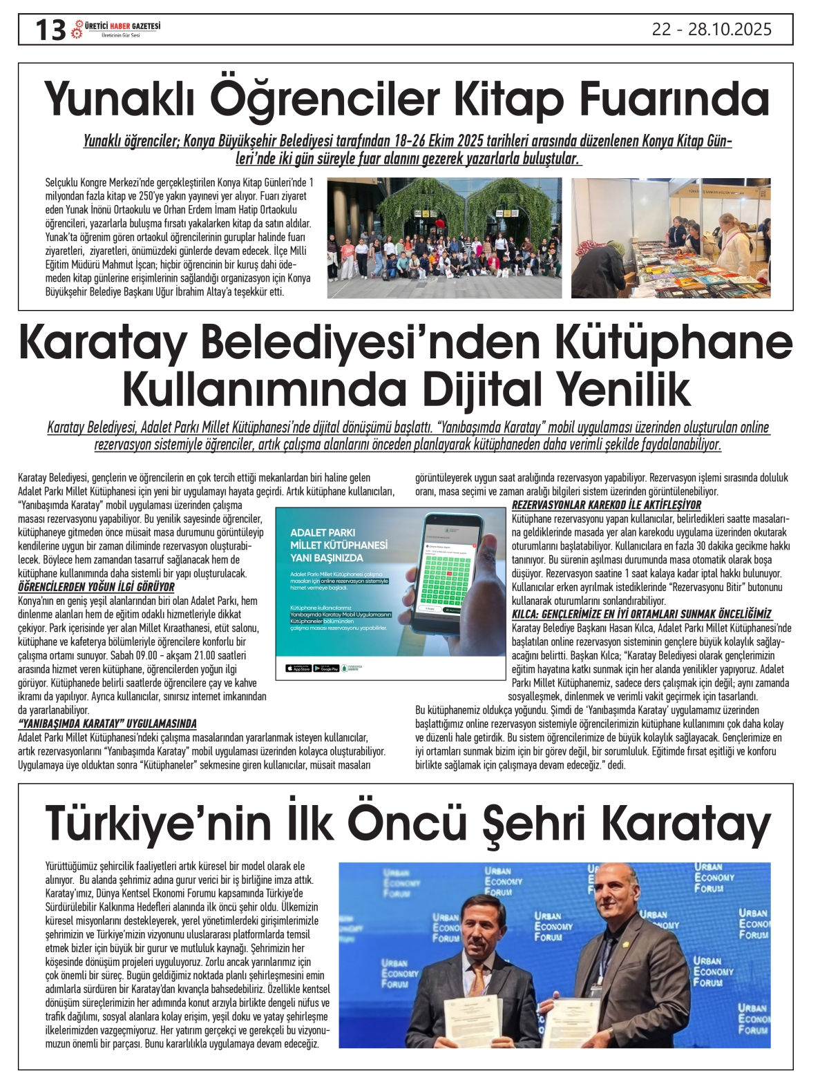ÜRETİCİ HABER  GAZETESİ   22.10.2025