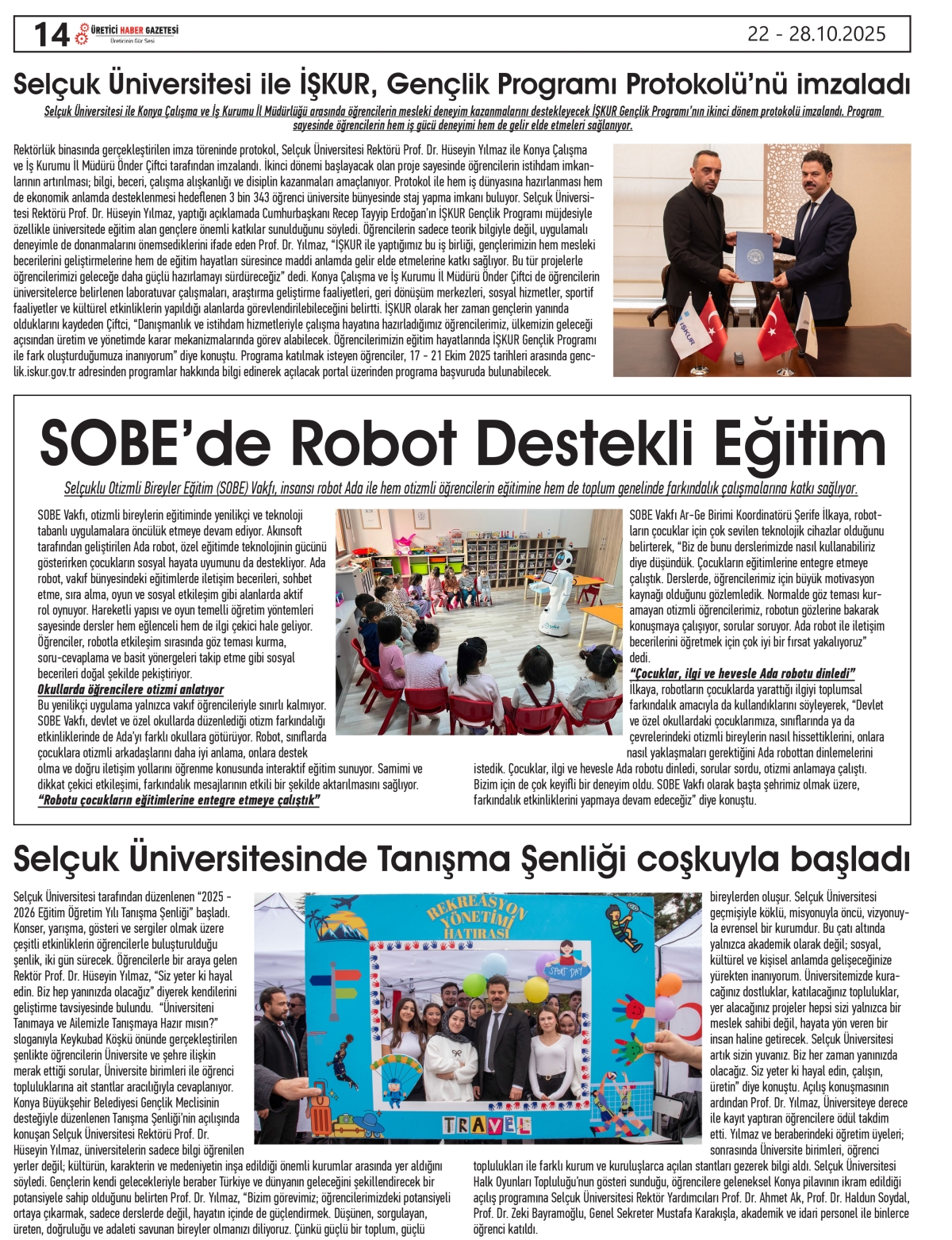 ÜRETİCİ HABER  GAZETESİ   22.10.2025