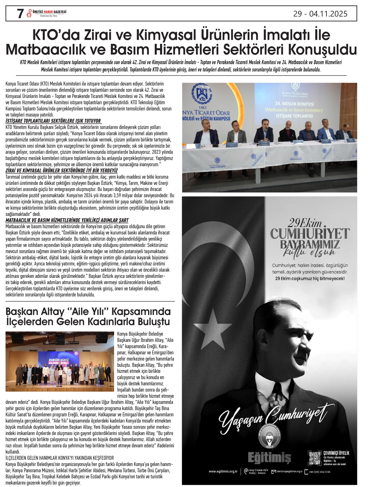 ÜRETİCİ  HABER  GAZETESİ   29.10.2025