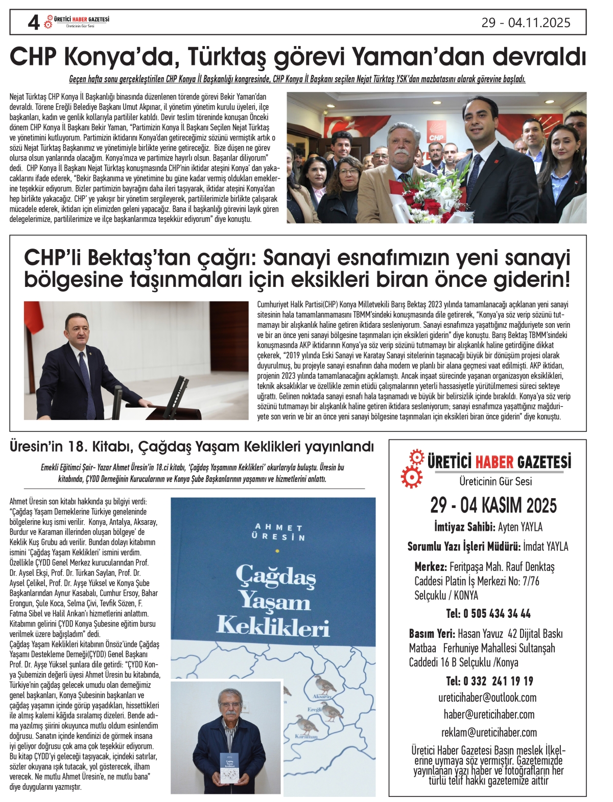ÜRETİCİ  HABER  GAZETESİ   29.10.2025