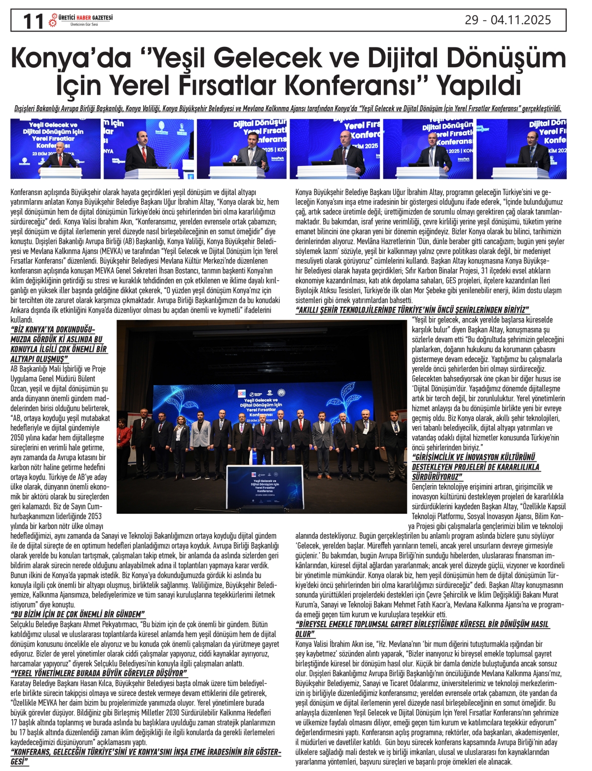 ÜRETİCİ  HABER  GAZETESİ   29.10.2025