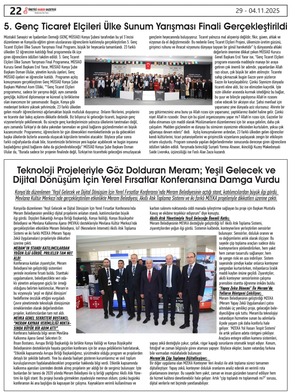 ÜRETİCİ  HABER  GAZETESİ   29.10.2025