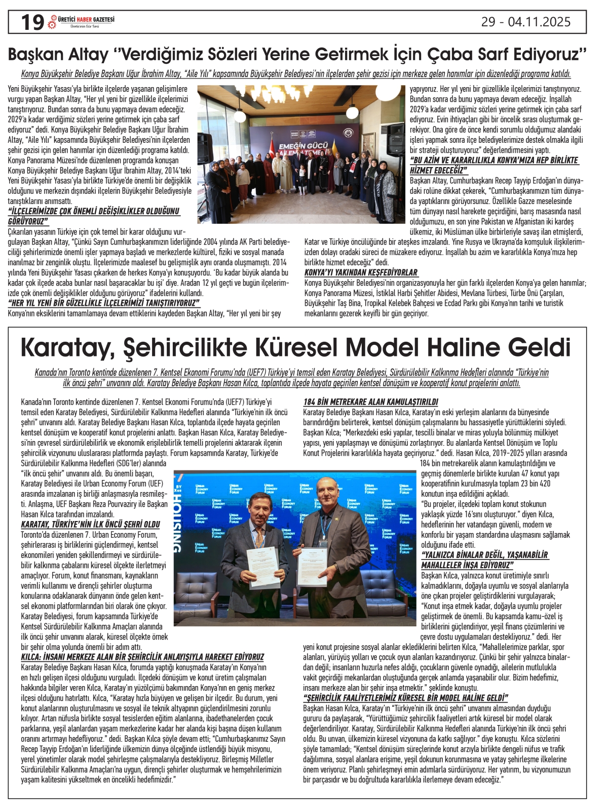 ÜRETİCİ  HABER  GAZETESİ   29.10.2025