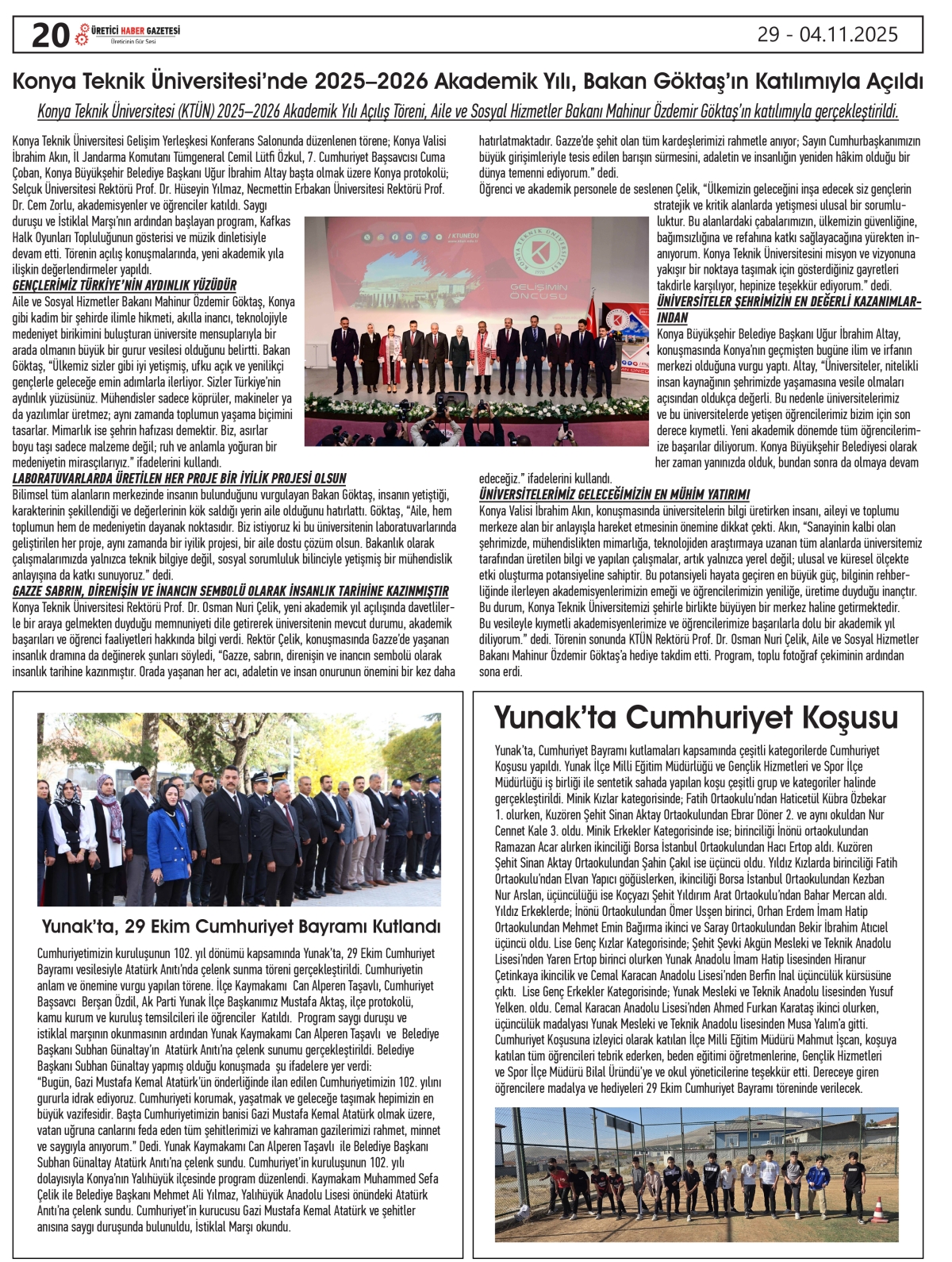 ÜRETİCİ  HABER  GAZETESİ   29.10.2025