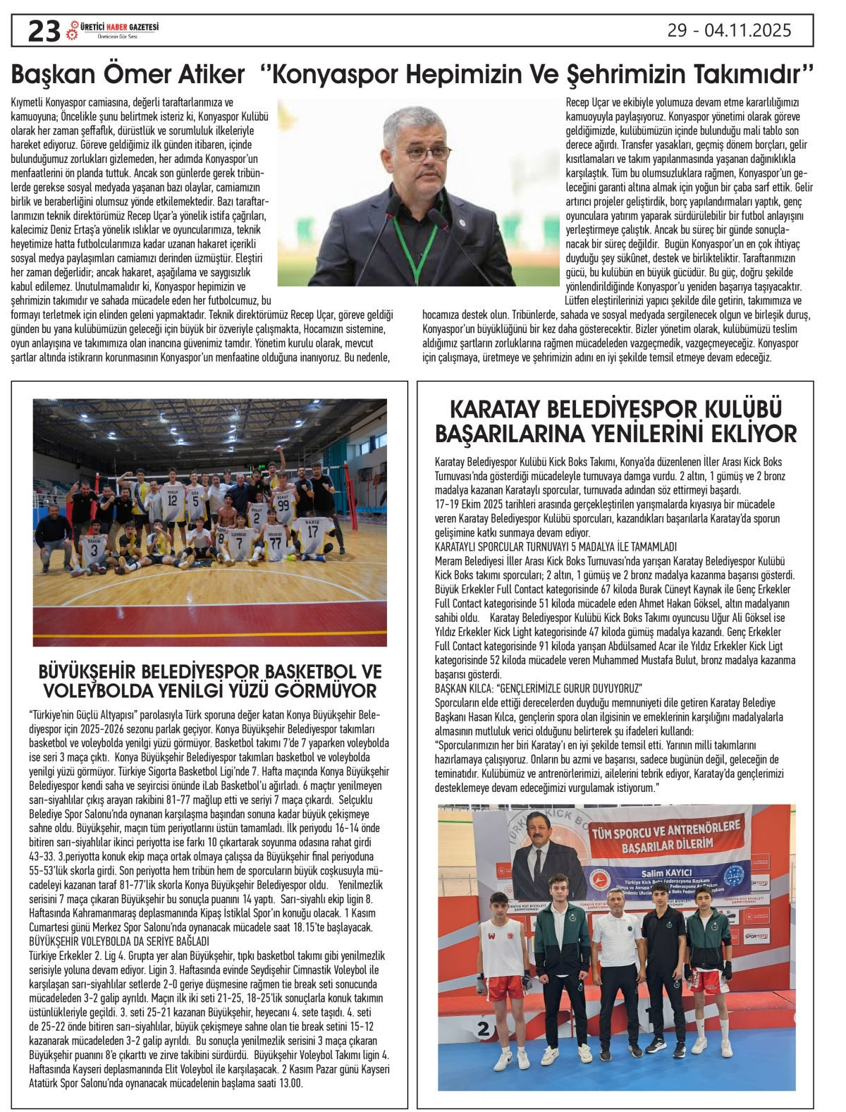 ÜRETİCİ  HABER  GAZETESİ   29.10.2025