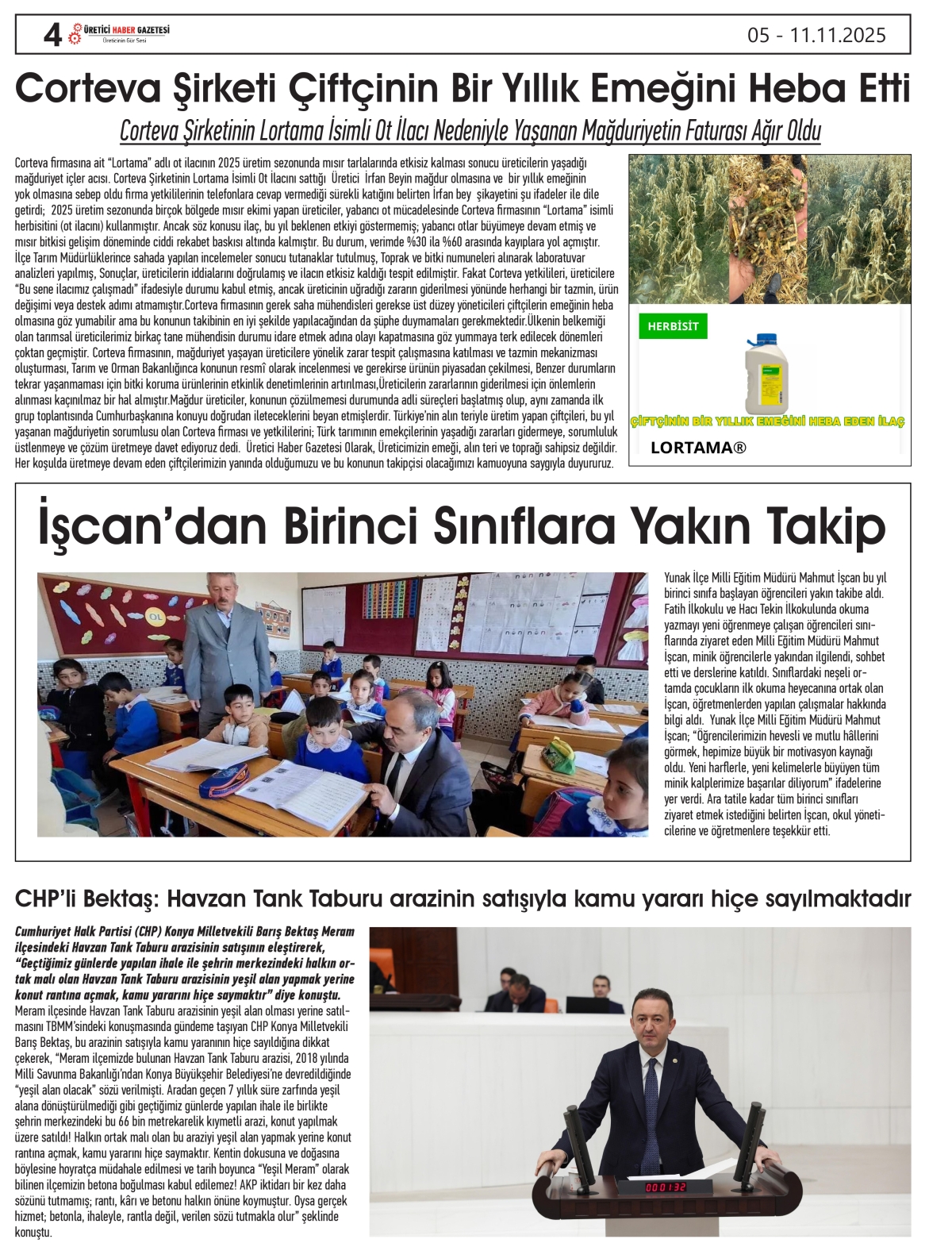 ÜRETİCİ HABER  GAZETESİ   05.11.2025
