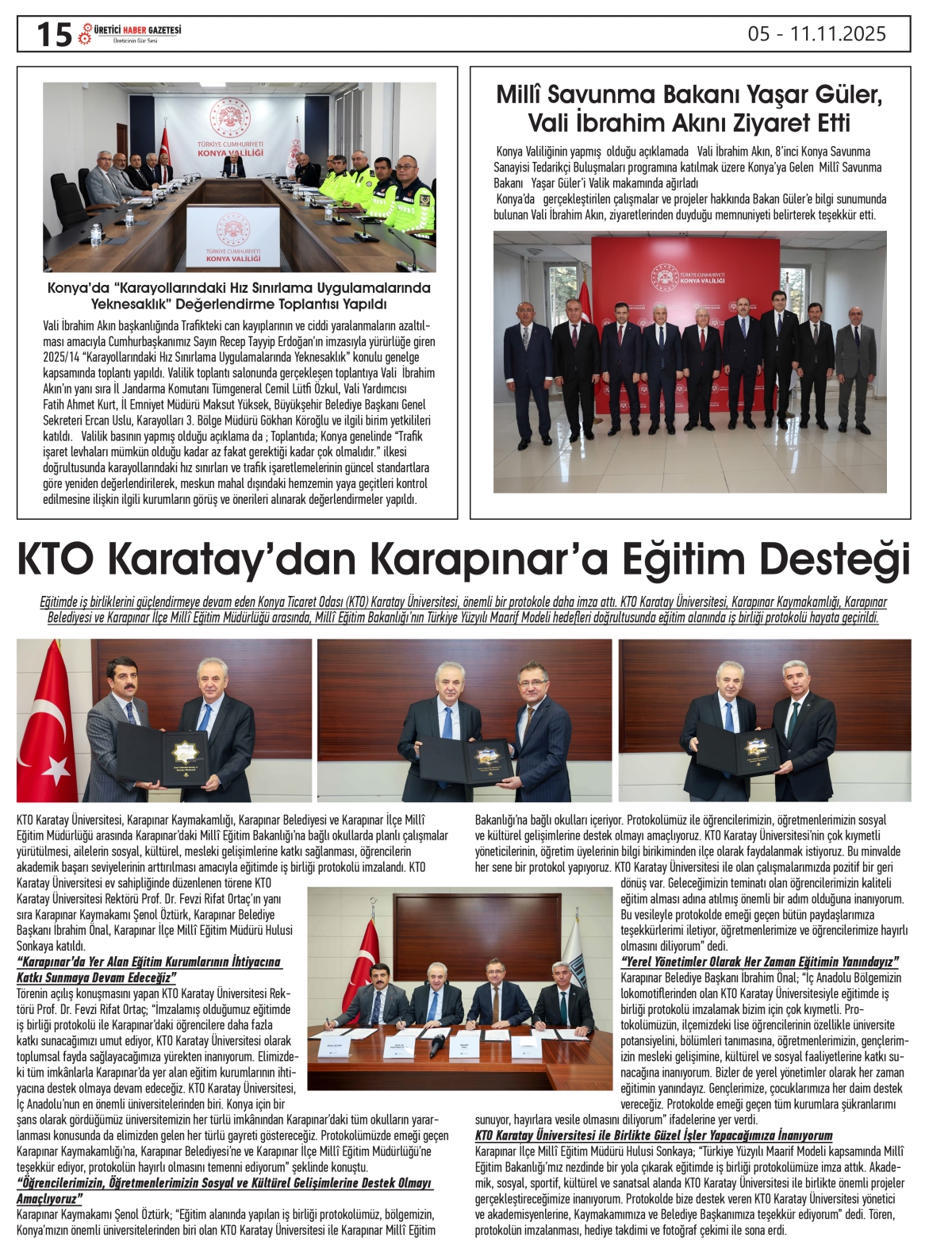 ÜRETİCİ HABER  GAZETESİ   05.11.2025