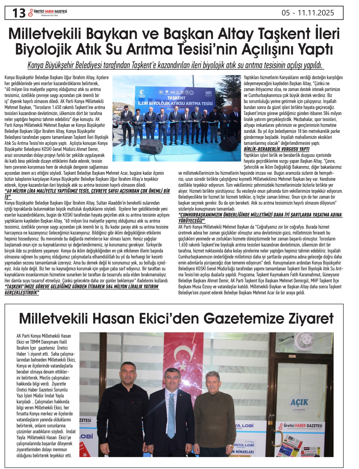 ÜRETİCİ HABER  GAZETESİ   05.11.2025