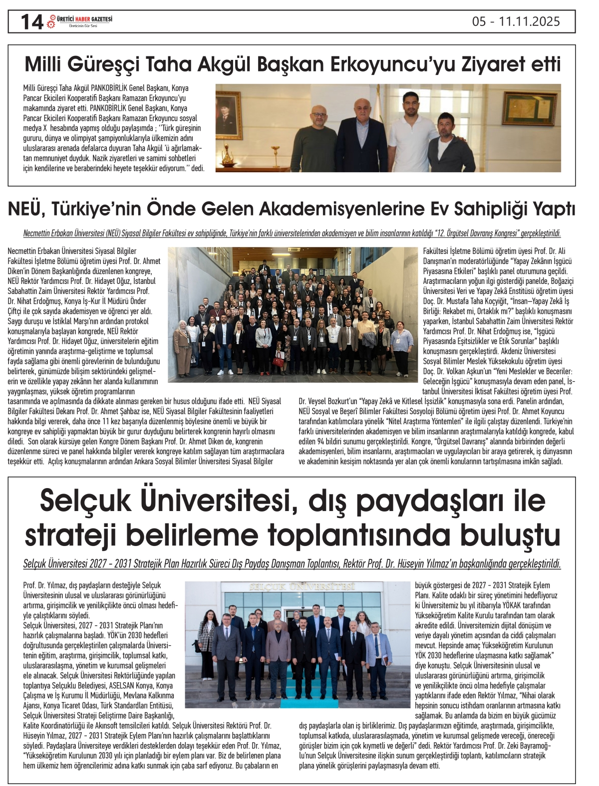 ÜRETİCİ HABER  GAZETESİ   05.11.2025