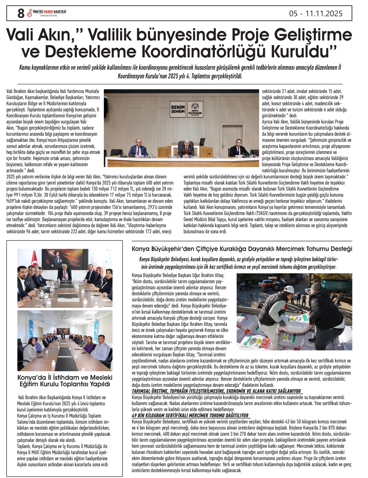 ÜRETİCİ HABER  GAZETESİ   05.11.2025