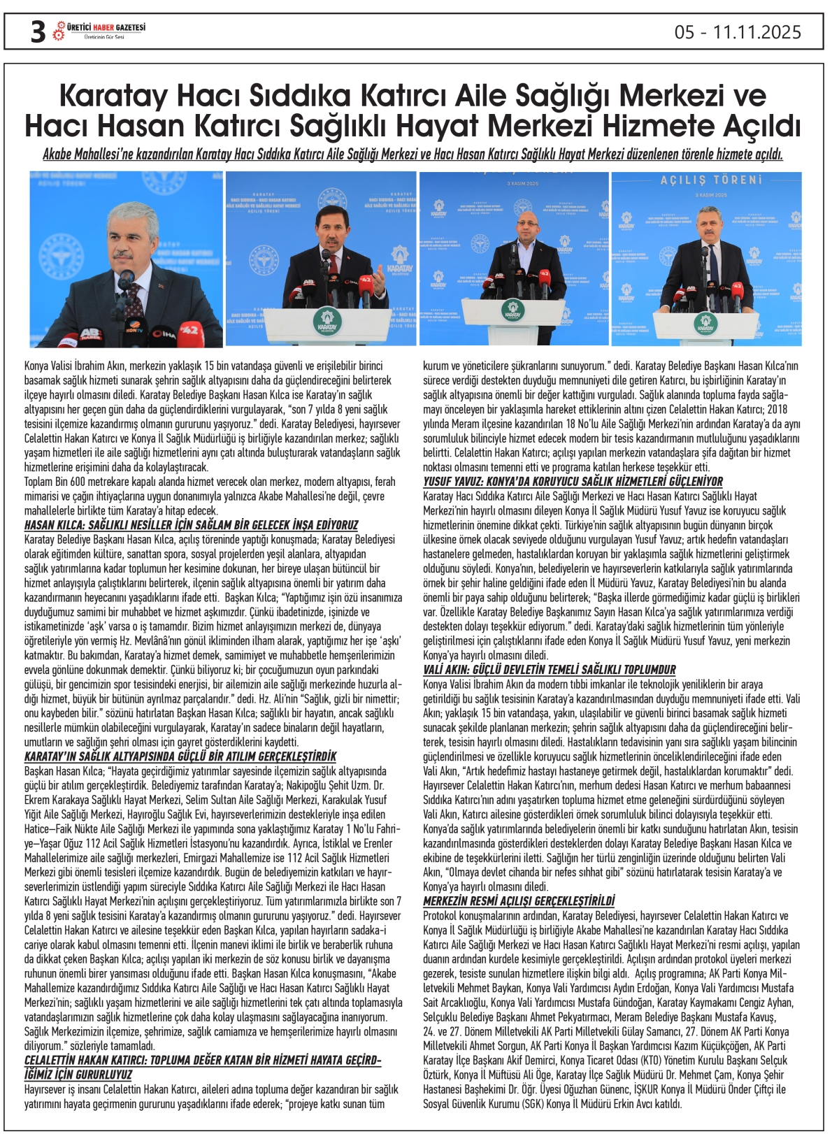 ÜRETİCİ HABER  GAZETESİ   05.11.2025
