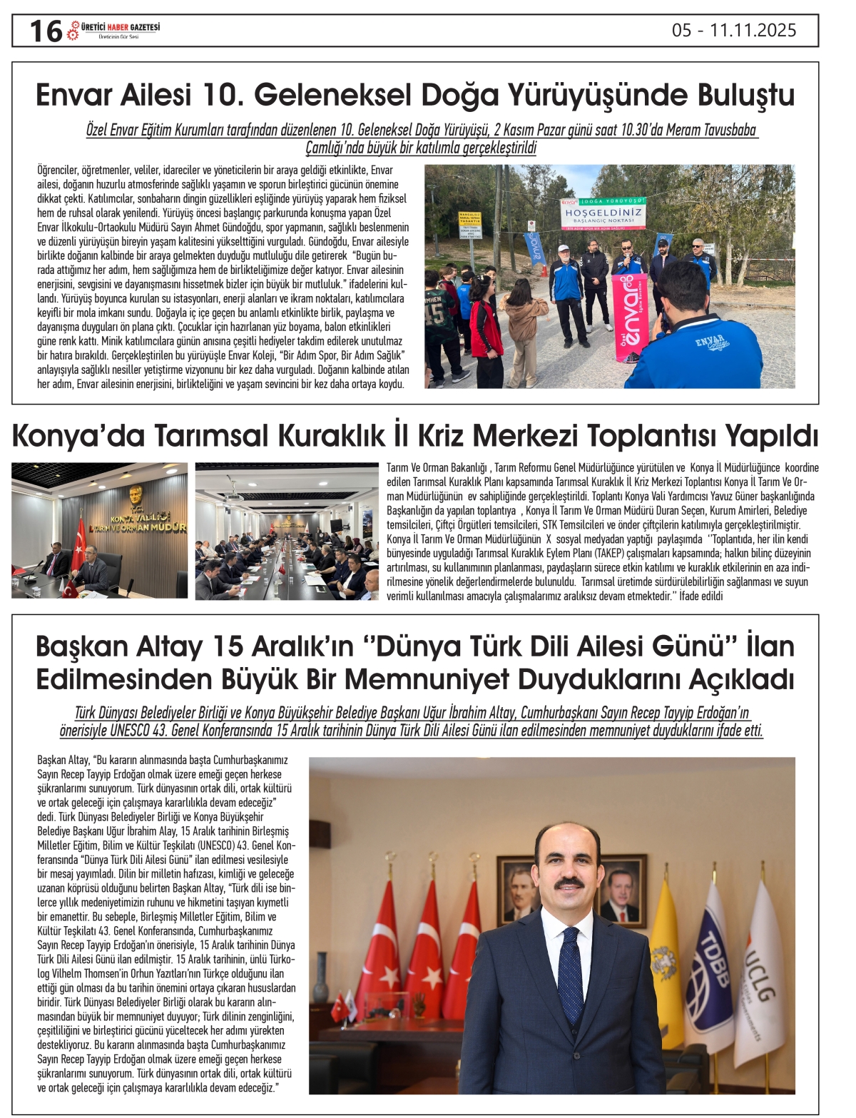 ÜRETİCİ HABER  GAZETESİ   05.11.2025