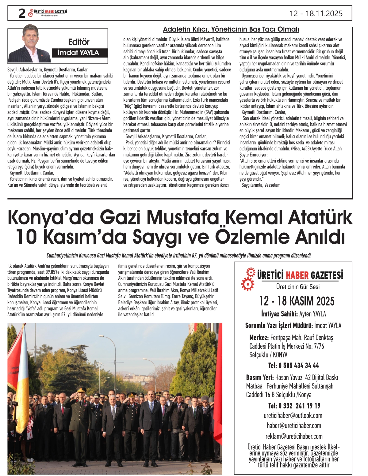ÜRETİCİ   HABER  GAZETESİ   12.11.2025
