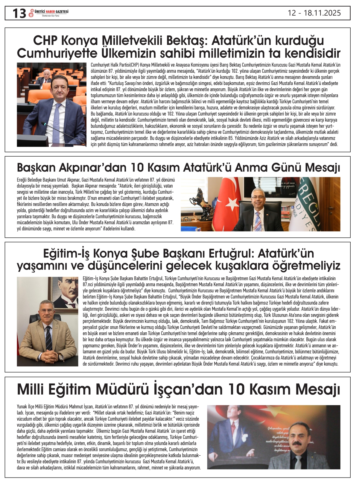 ÜRETİCİ   HABER  GAZETESİ   12.11.2025
